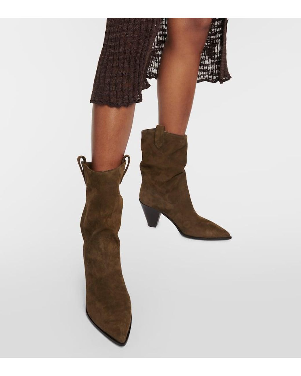 Aquazzura Boogie Suede Cowboy Boots in Brown Lyst
