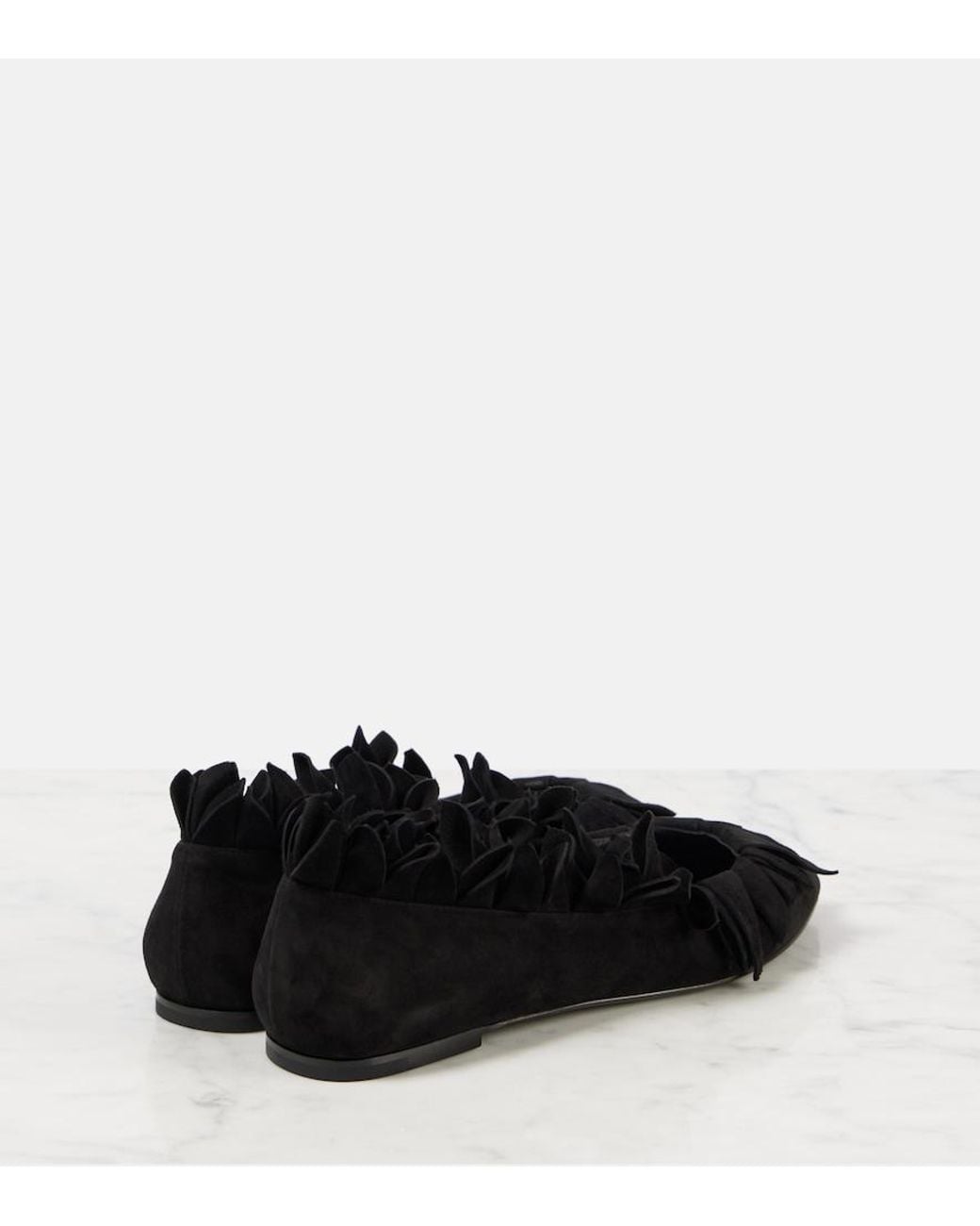 Alaïa Black Petal Suede Ballet Flats