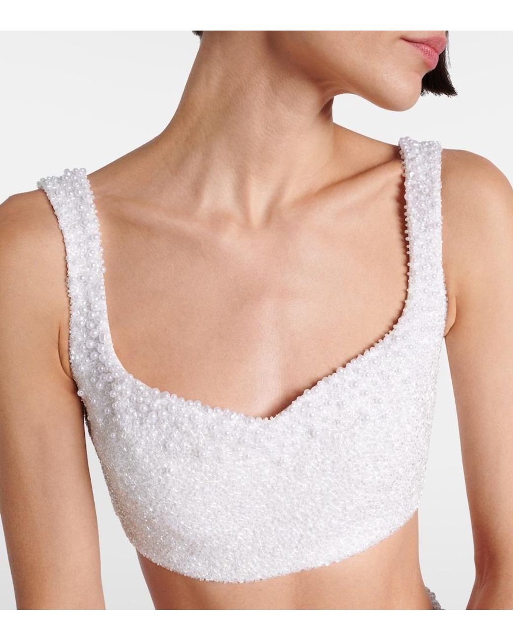 Clio Peppiatt White Venus Embellished Bra Top