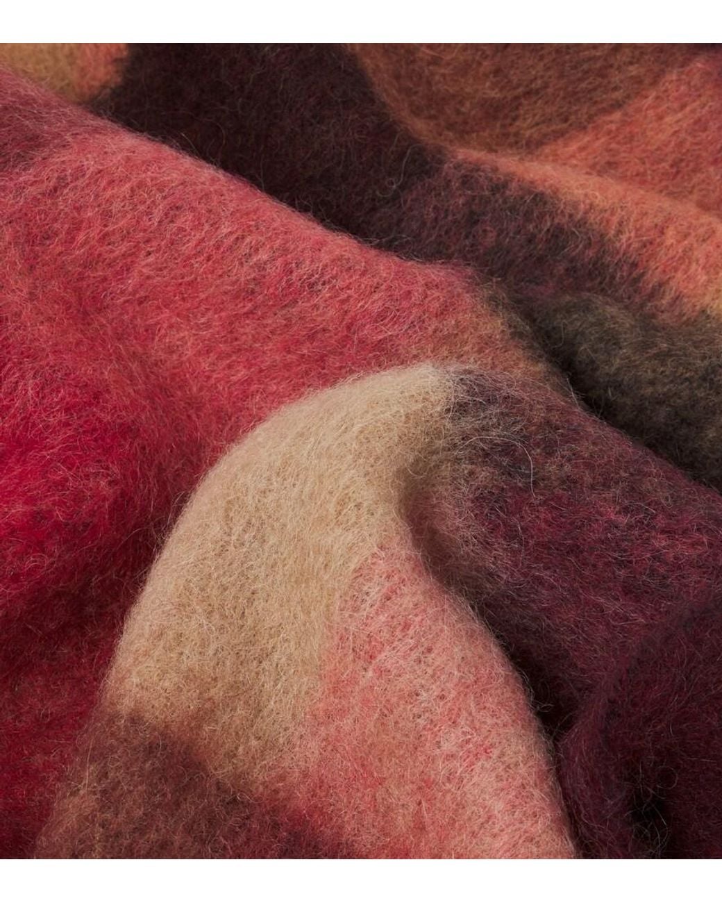 Acne Red Checked Alpaca, Wool, And Mohair-Blend Scarf