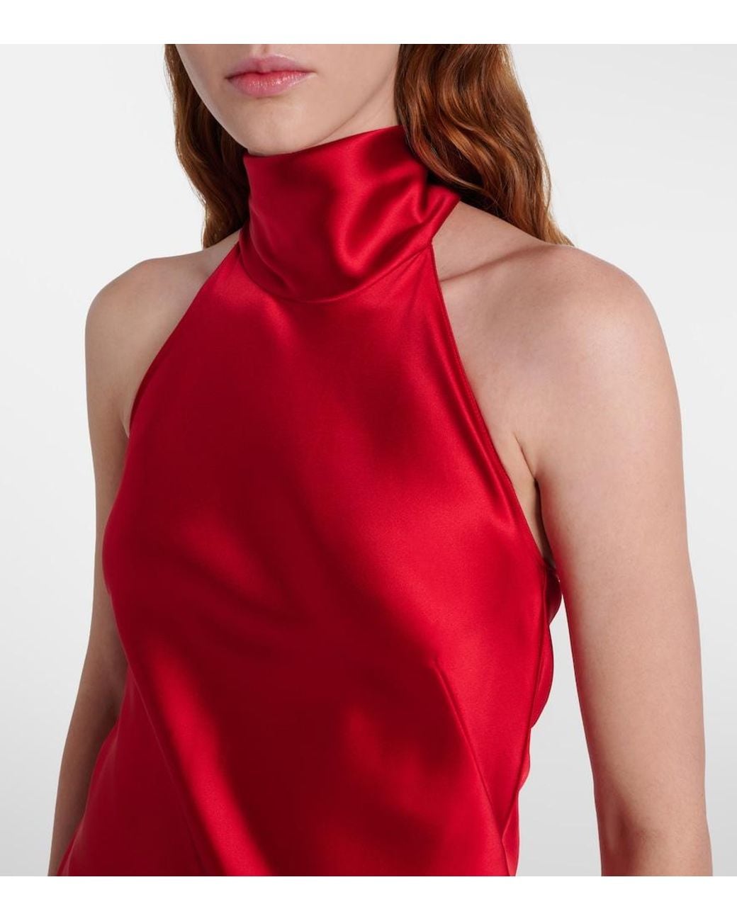 Ralph Lauren Red Halterneck Satin Gown