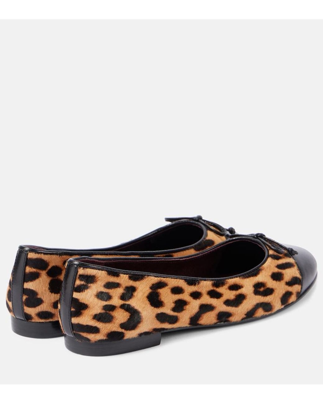 Tory Burch Brown Leopard-Print Calf Hair And Leather Ballet Flats