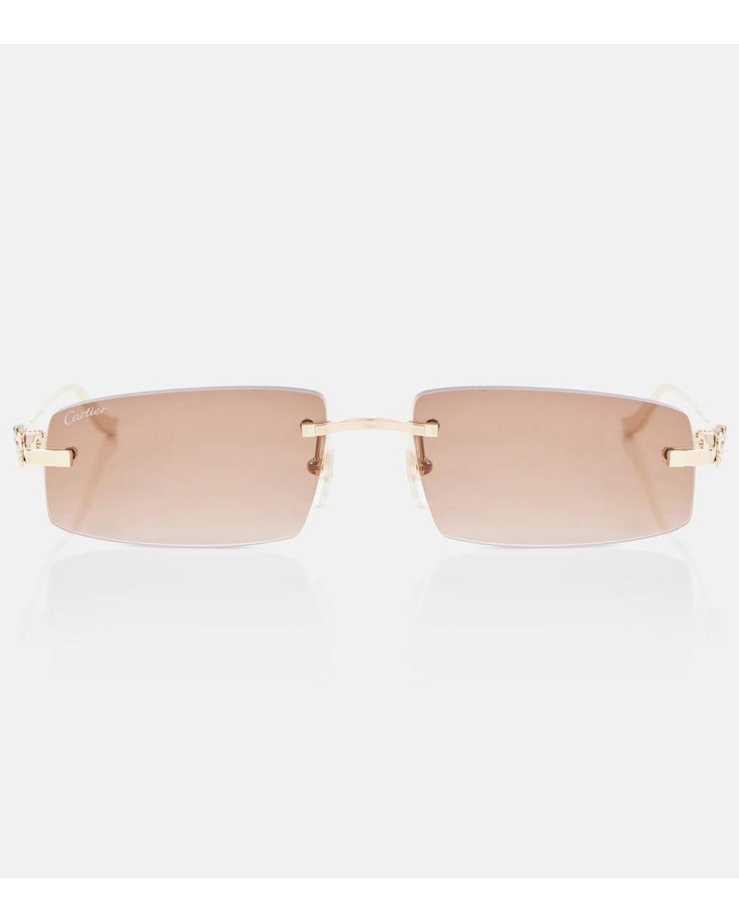 Cartier Natural Panthere De Cartier Rectangular Sunglasses