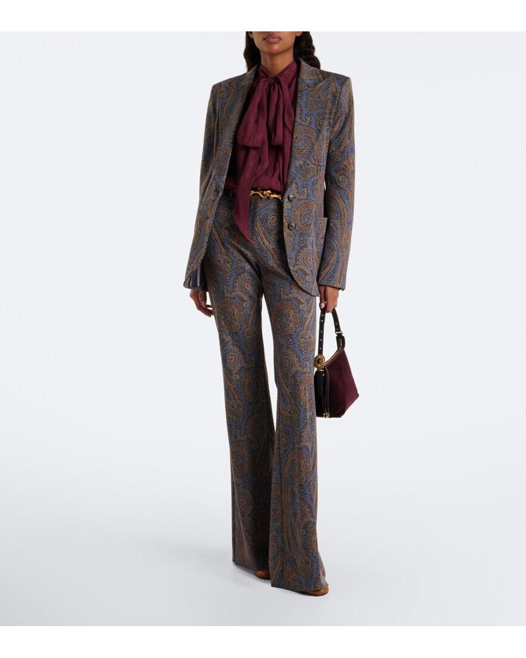 Etro Purple Small Velvet Shoulder Bag