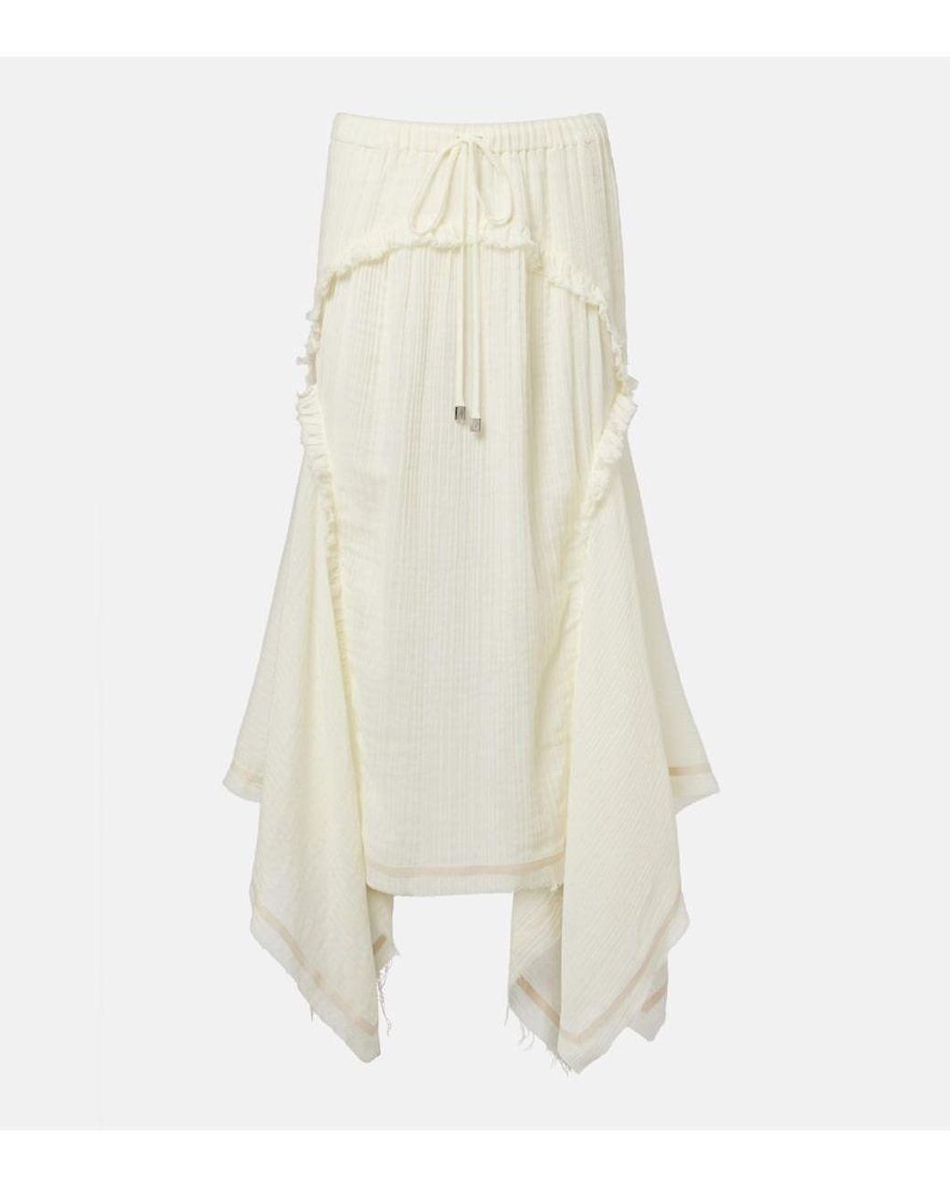 The Attico White Ruffled Cotton Maxi Skirt