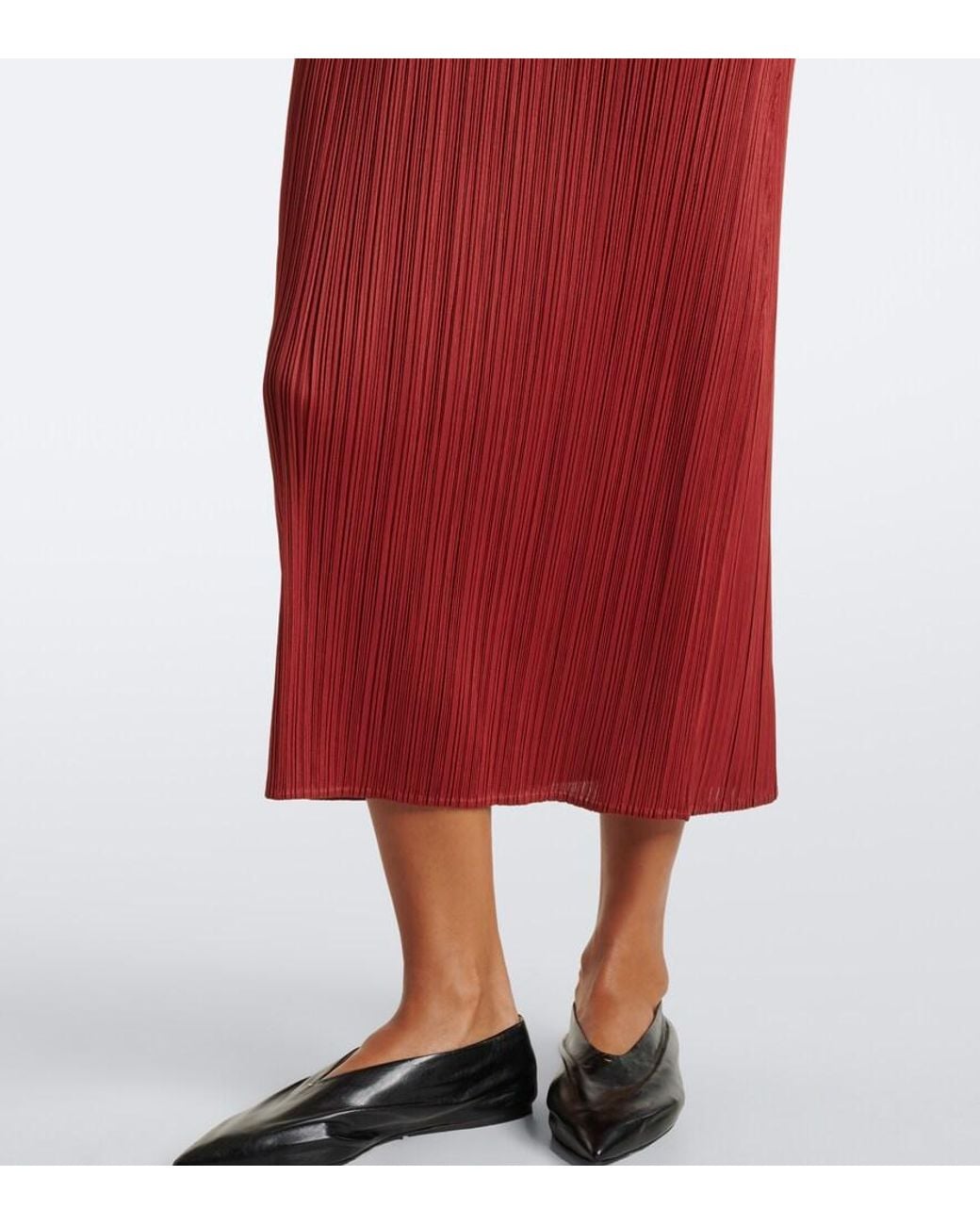 Pleats Please Issey Miyake Red Monthly Colors: September Pleated Midi Dress