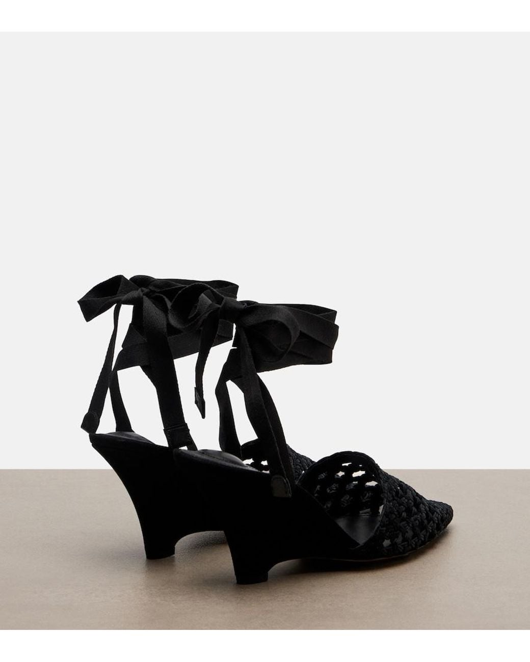 Jacquemus Black Woven Raffia-Effect Wedges