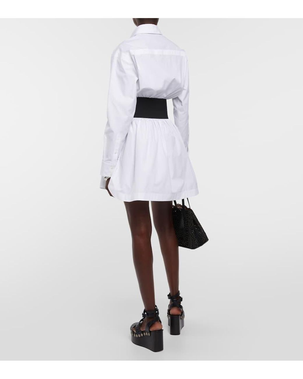 Alaïa White Belted Cotton Poplin Shirt