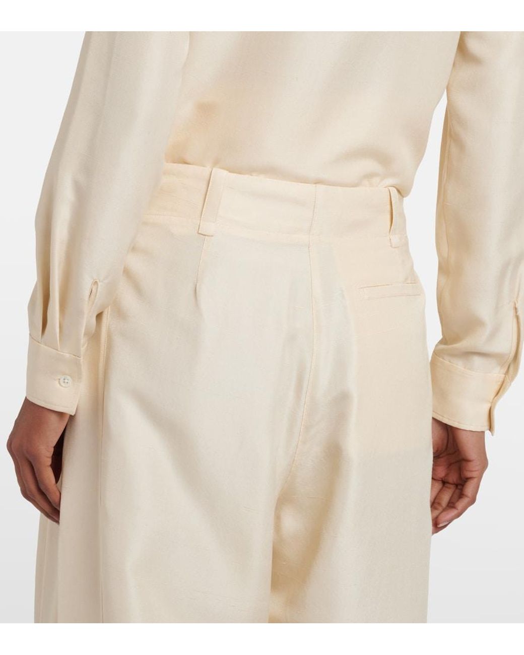 The Row Natural Kolina Silk Wide-Leg Pants