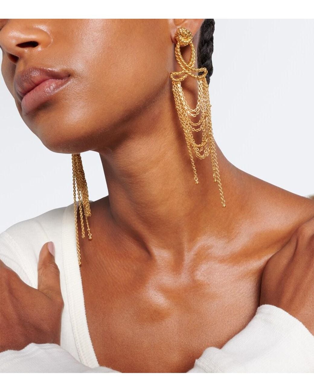 Chloé Metallic Chain-Detail Drop Earrings