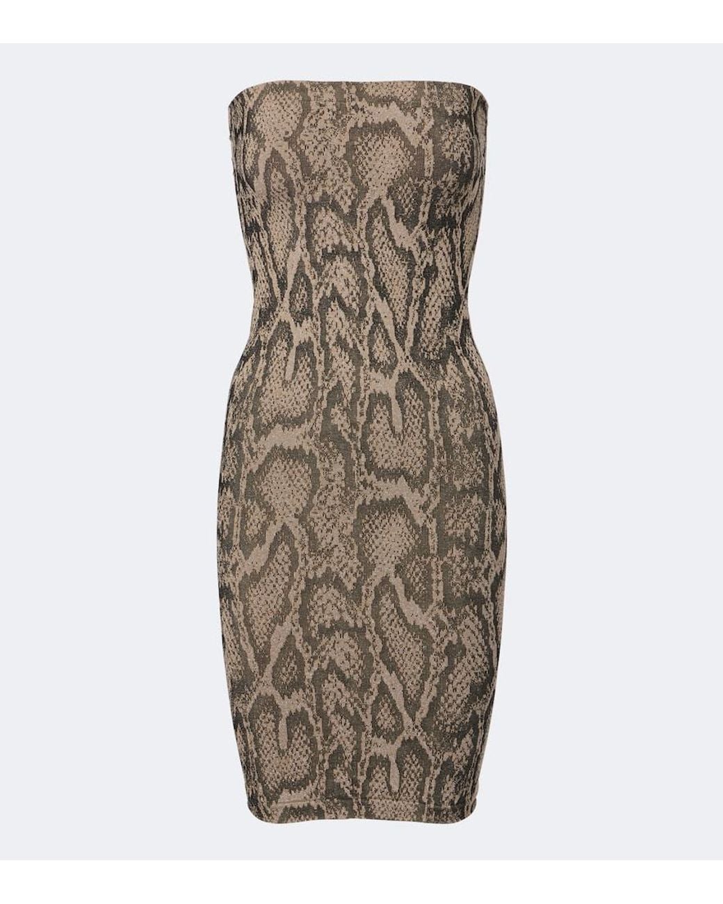 Wolford Brown Snake-Print Jacquard Minidress
