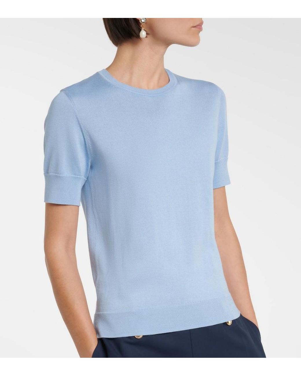 Carolina Herrera Blue Silk And Cotton Sweater