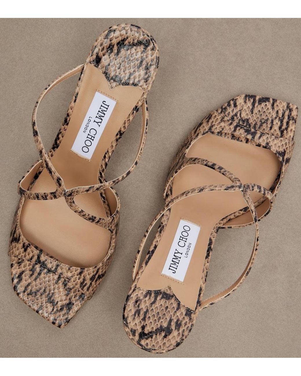 Jimmy Choo Brown Anise Snake-Effect Leather Mules