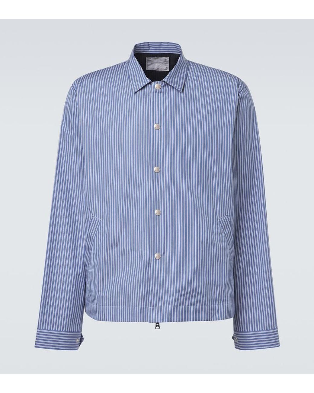 Sacai Blue Striped Cotton Poplin Blouson Jacket for men