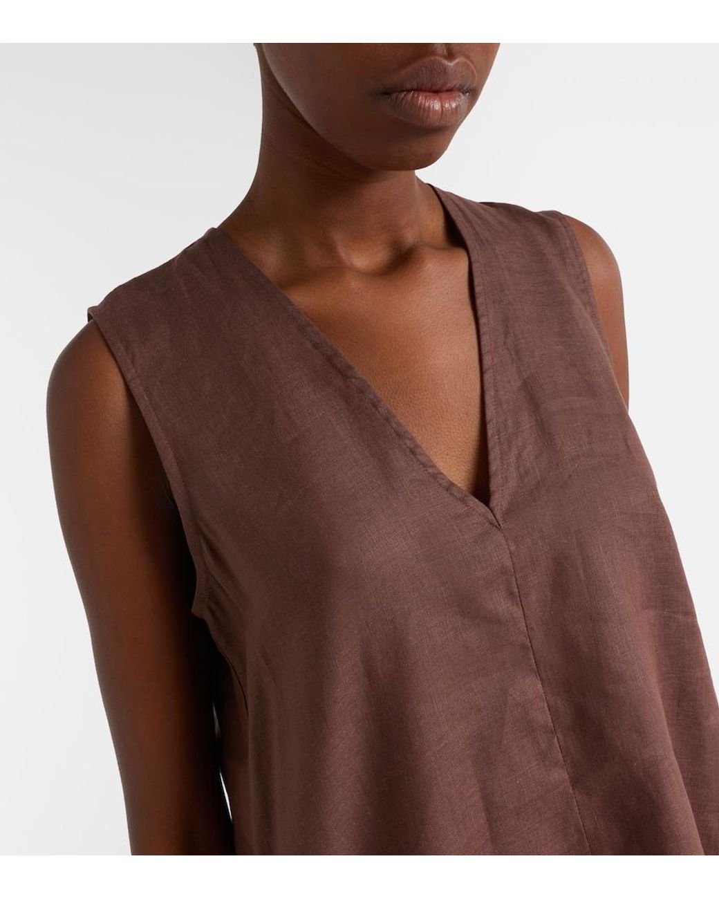 Asceno Brown Derya Linen Minidress