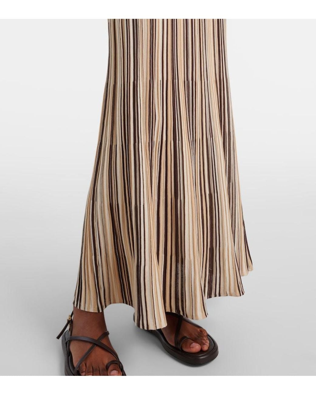 Faithfull The Brand Natural Esenia Striped Cotton-Blend Midi Dress
