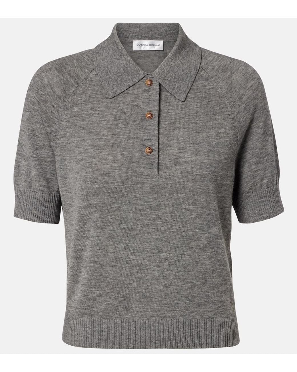 Victoria Beckham Gray Wool Polo Shirt