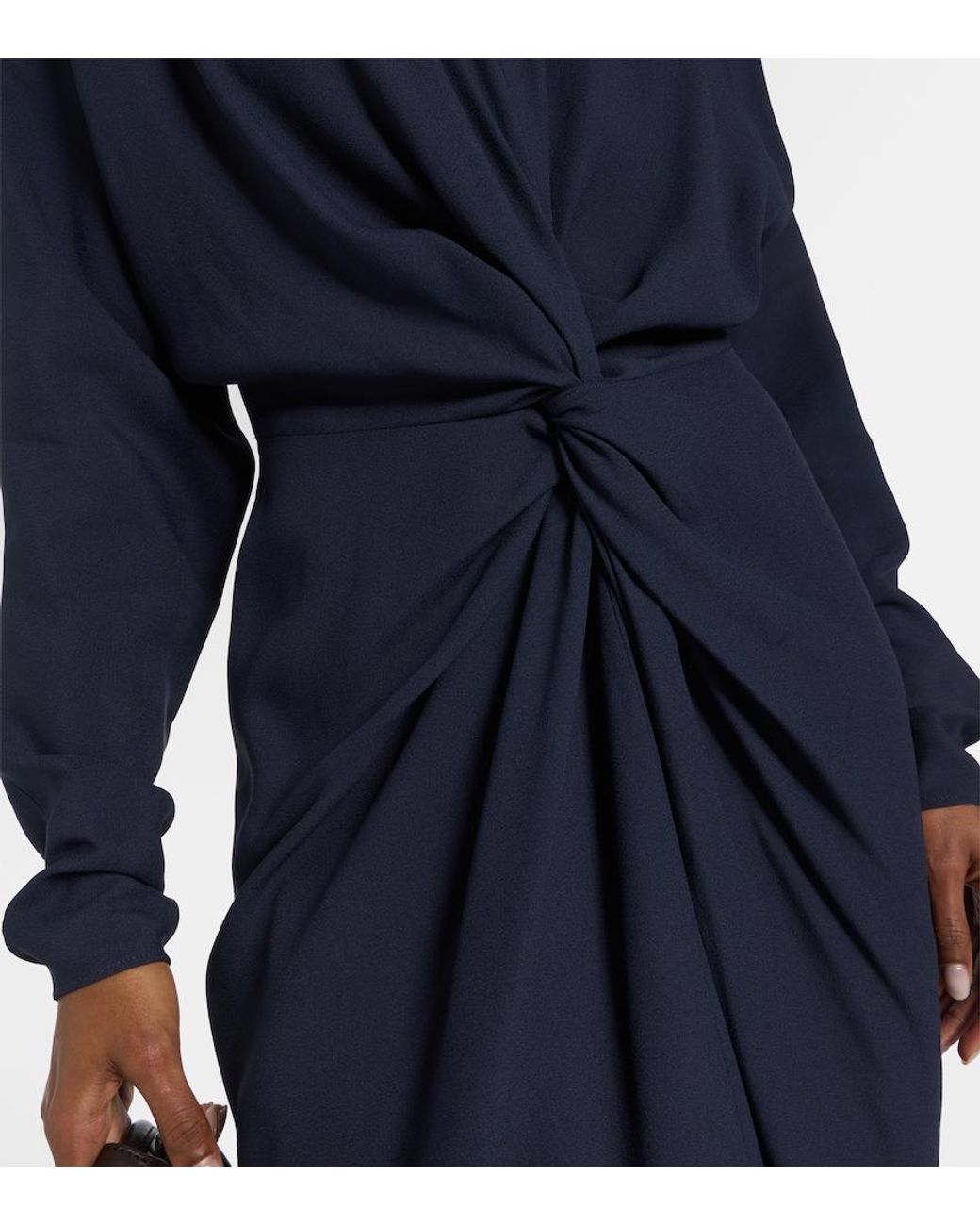 Stella McCartney Blue Gathered Satin Midi Dress