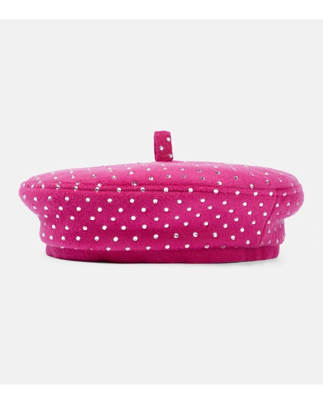 Ruslan Baginskiy Pink Embellished Wool-blend Beret