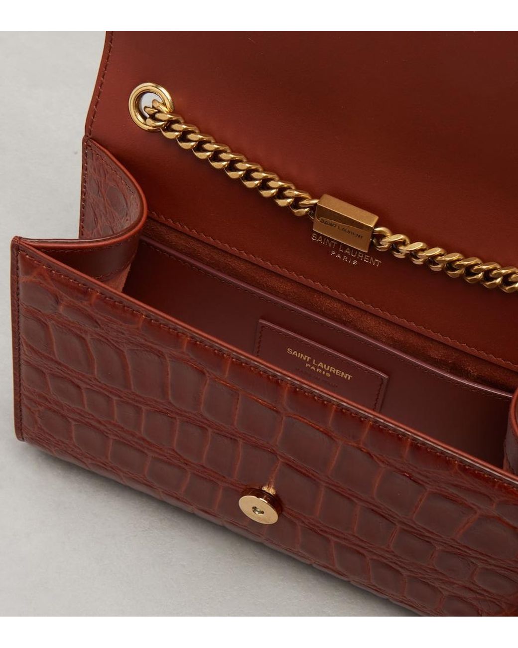 Saint Laurent Red Kate Small Croc-Effect Leather Shoulder Bag