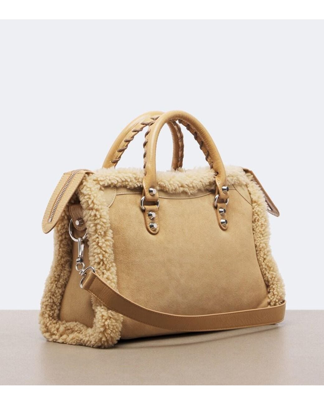 Balenciaga Natural Le City Small Suede Top-Handle Bag