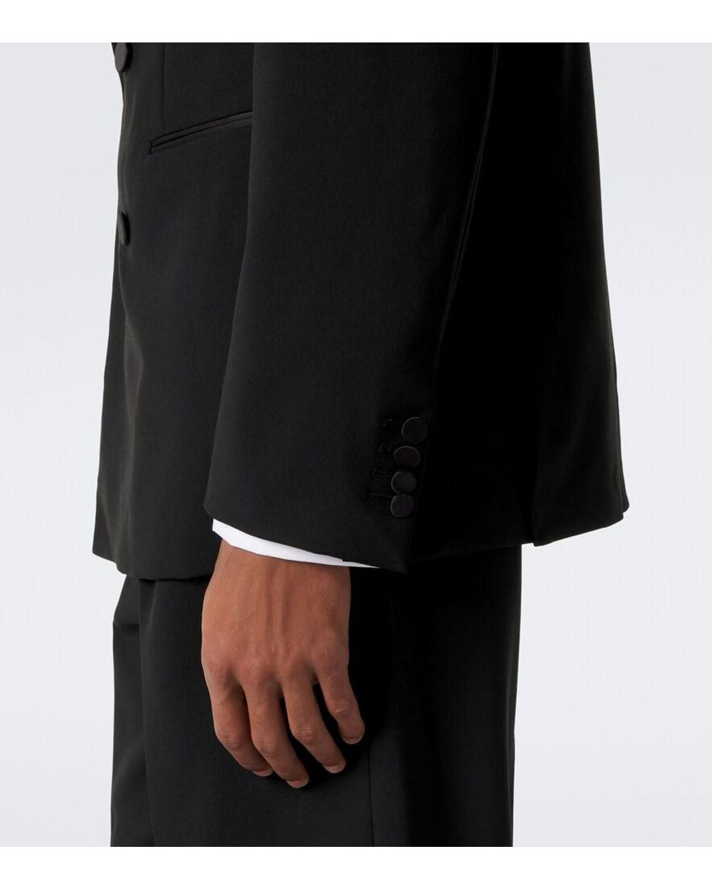 Dries Van Noten Black Double-Breasted Wool And Silk-Blend Blazer for men