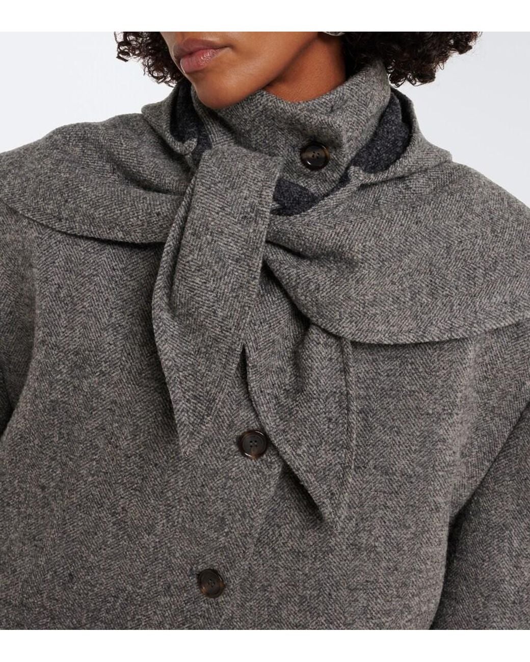 Magda Butrym Gray Herringbone Wool And Cashmere-Blend Blazer
