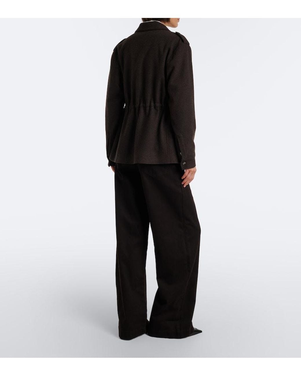 Vince Black Cotton Twill Wide-Leg Pants