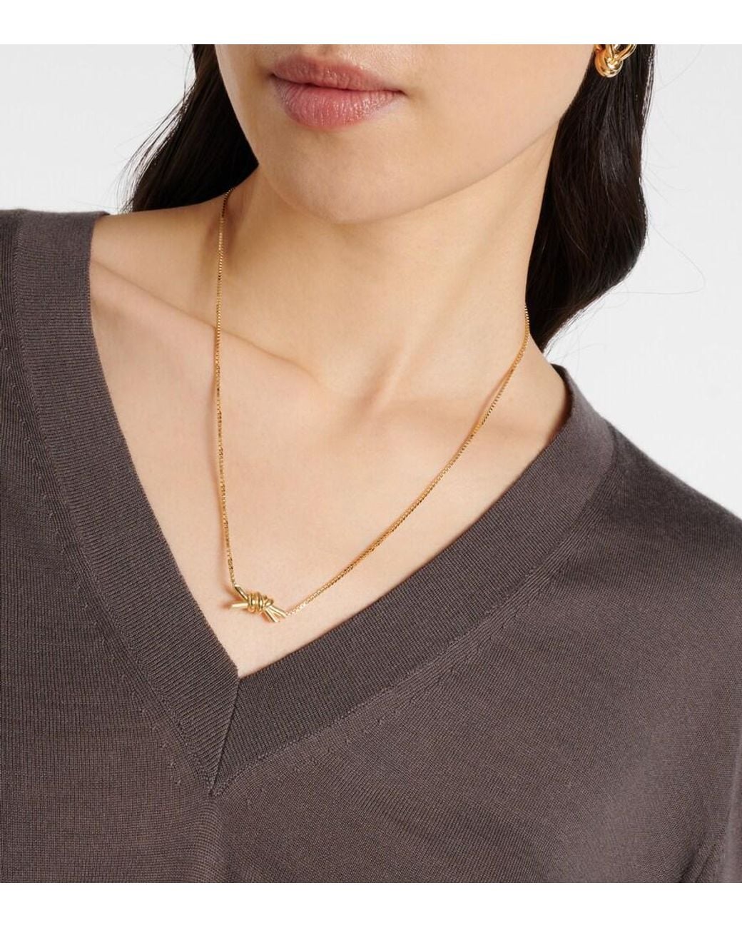 Bottega Veneta White Knot 18Kt-Plated Sterling Necklace