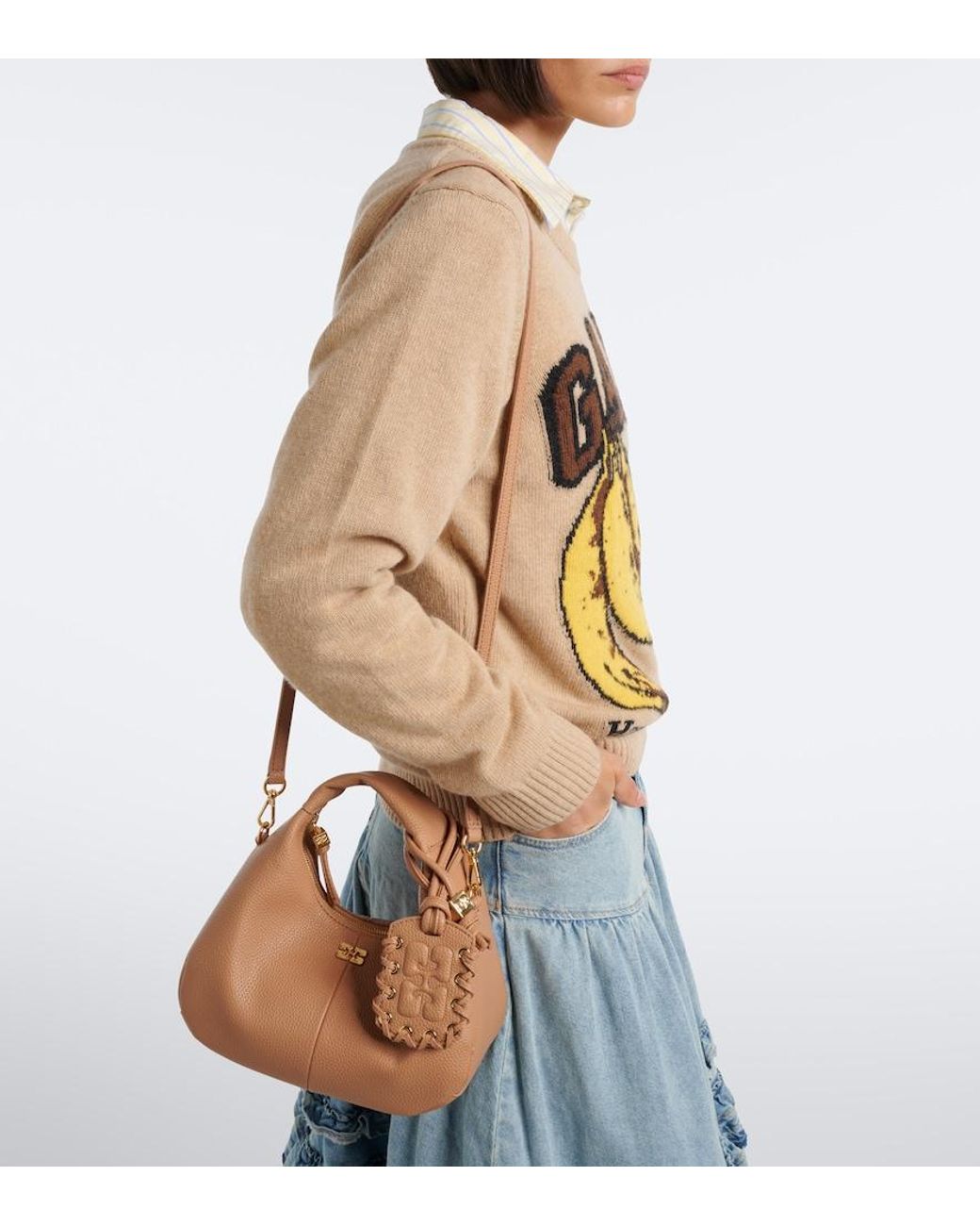 Borsa A Mano Mini di Ganni in Brown