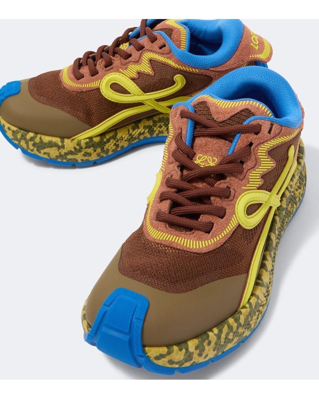 Loewe Blue Pogo Suede-Trimmed Sneakers for men