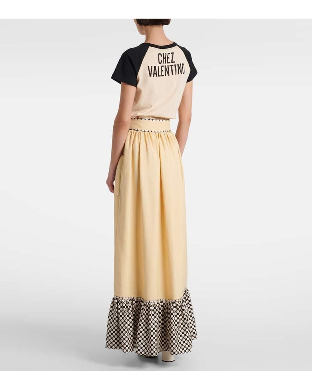 Valentino Natural Plus De Pois Embroidered Maxi Skirt