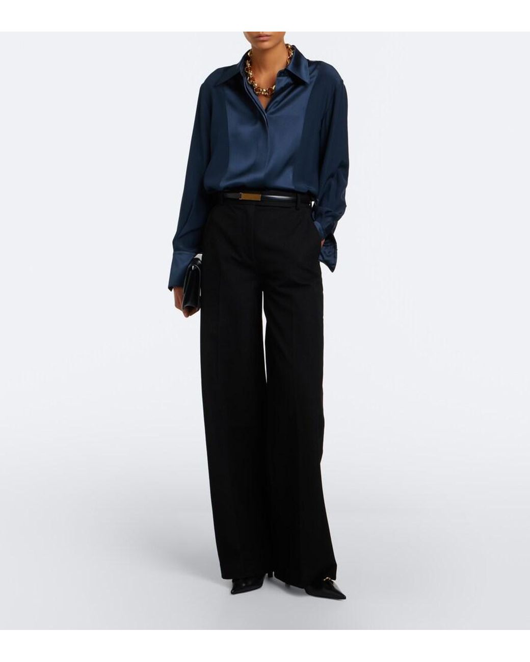 Joseph Black Yukio Gabardine Wide-Leg Pants