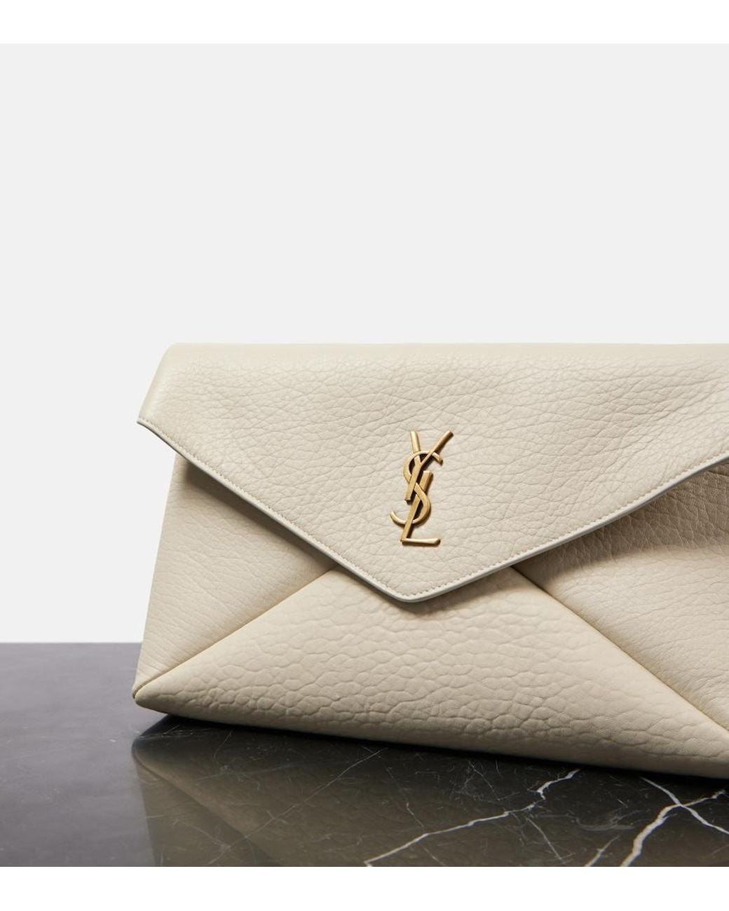 Saint Laurent Natural Leather Cassandre Envelope Pouch