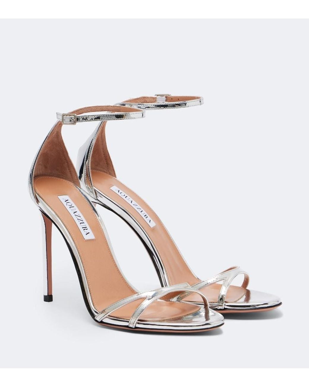 Aquazzura White Nuda Mirrored Leather Sandals