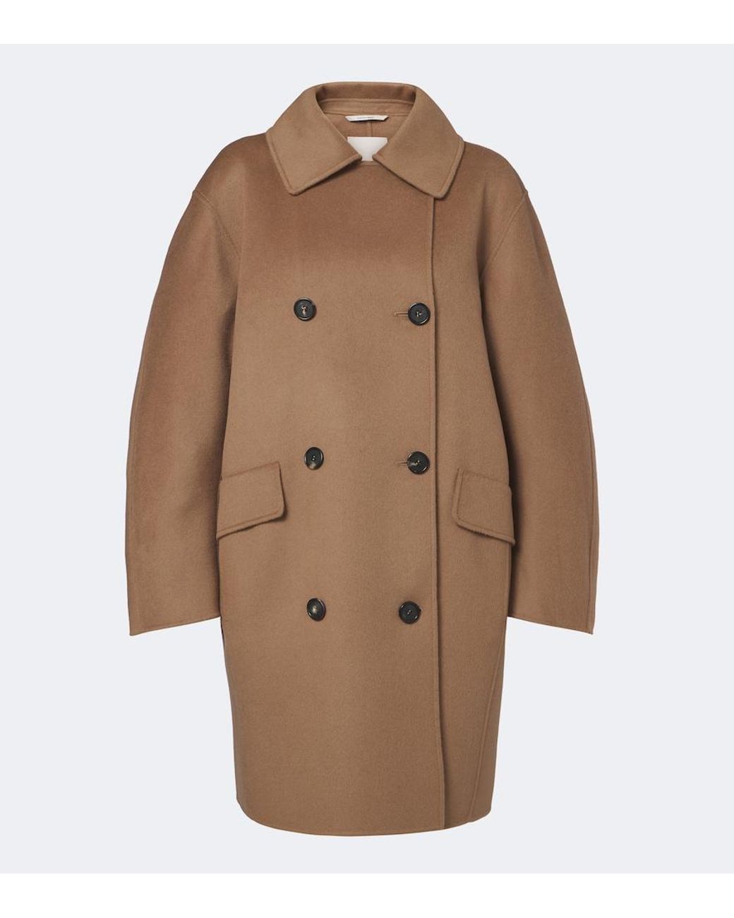 Max Mara Brown Double-Breasted Virgin Wool Coat