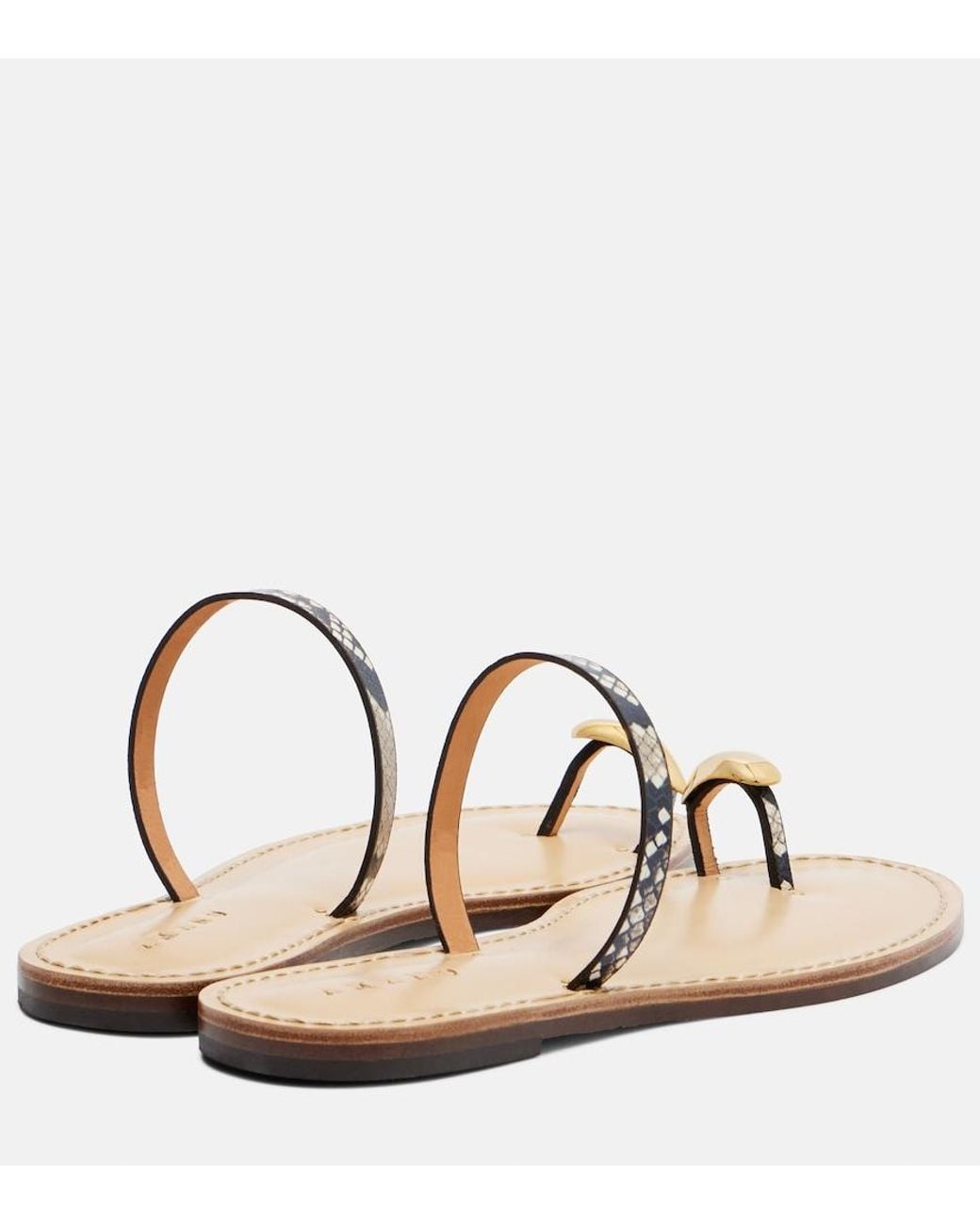 Amanu Metallic Kibera Snake-Effect Leather Sandals