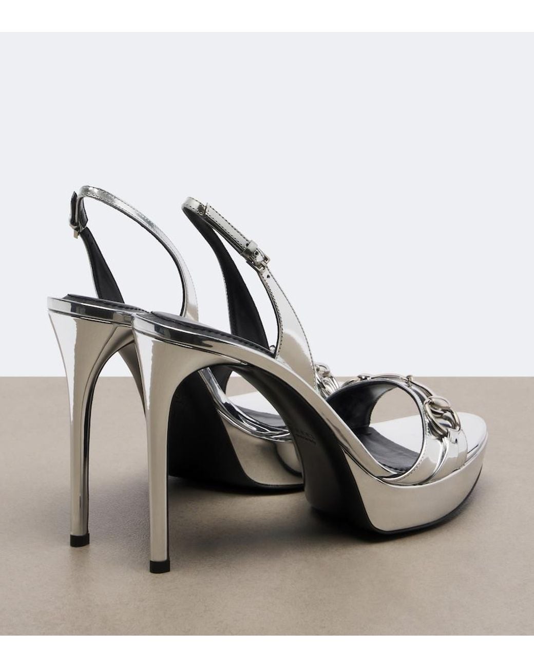 Gucci Donna Metallic Leather Platform Sandals