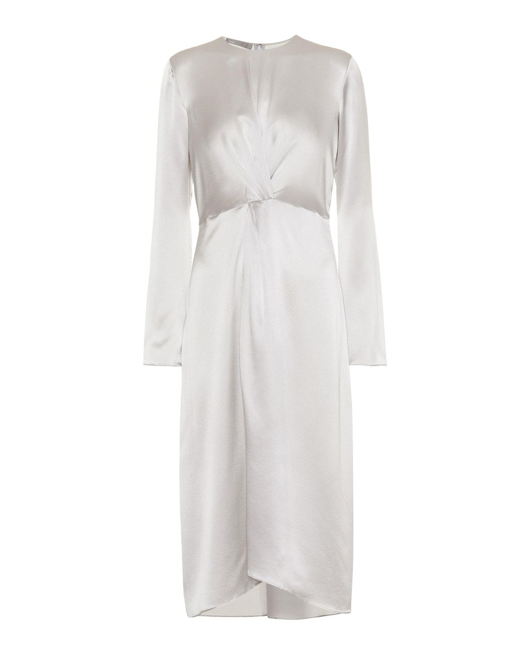Vince Silk Satin Midi Dress in Silver (Metallic) - Lyst