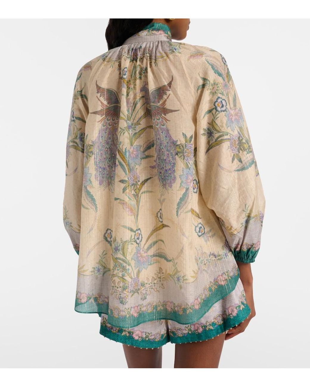 Zimmermann White Indra Printed Cotton And Silk-Blend Blouse