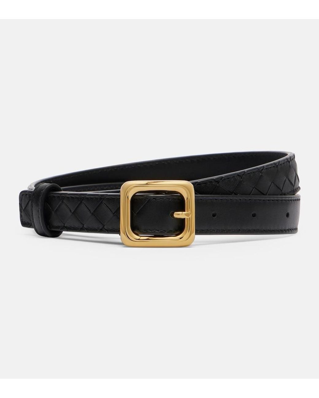 Bottega Veneta Black Intrecciato Leather Belt