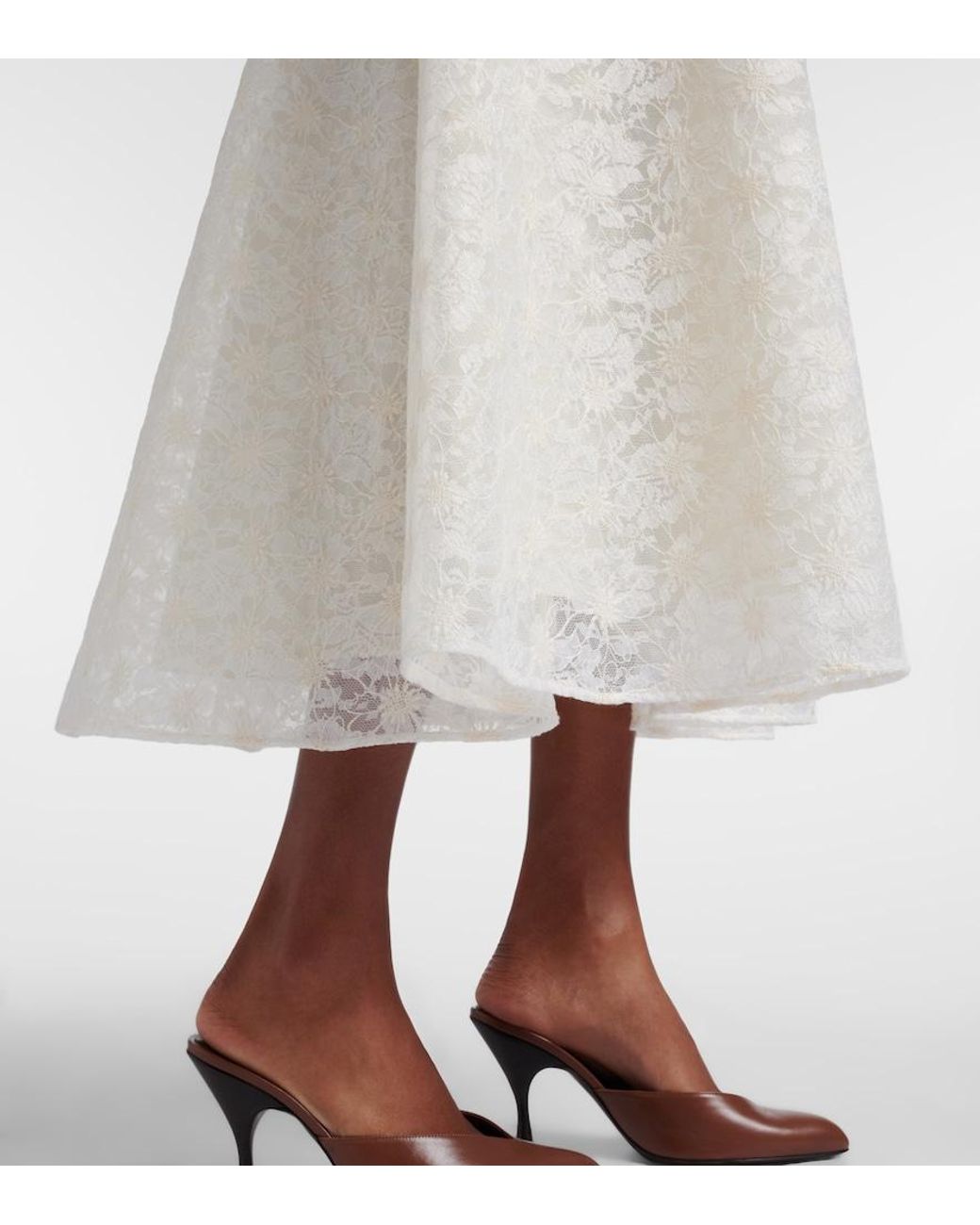 Max Mara White Avena Embroidered Midi Skirt