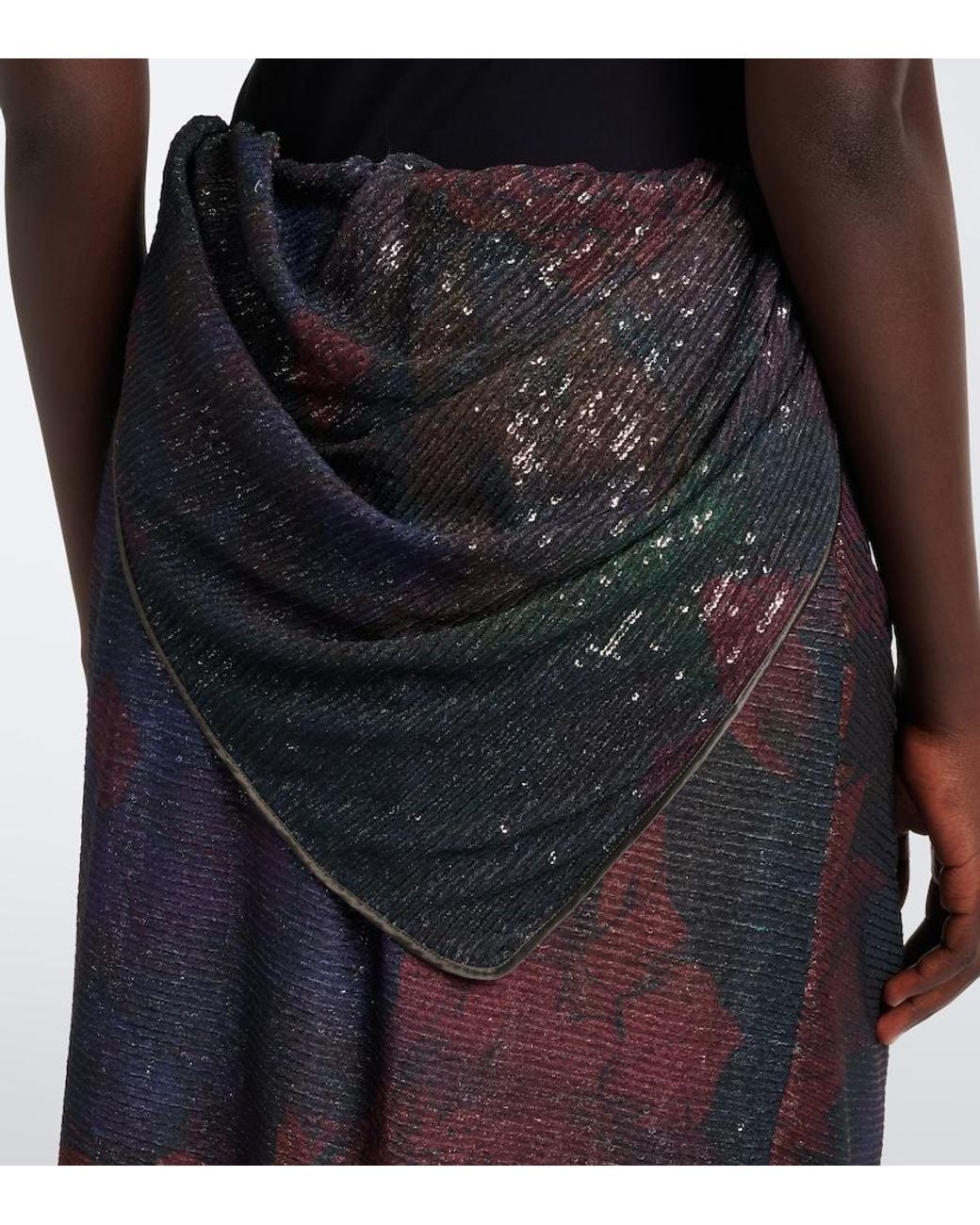 Maison Margiela Multicolor Draped Printed Sequined Midi Skirt