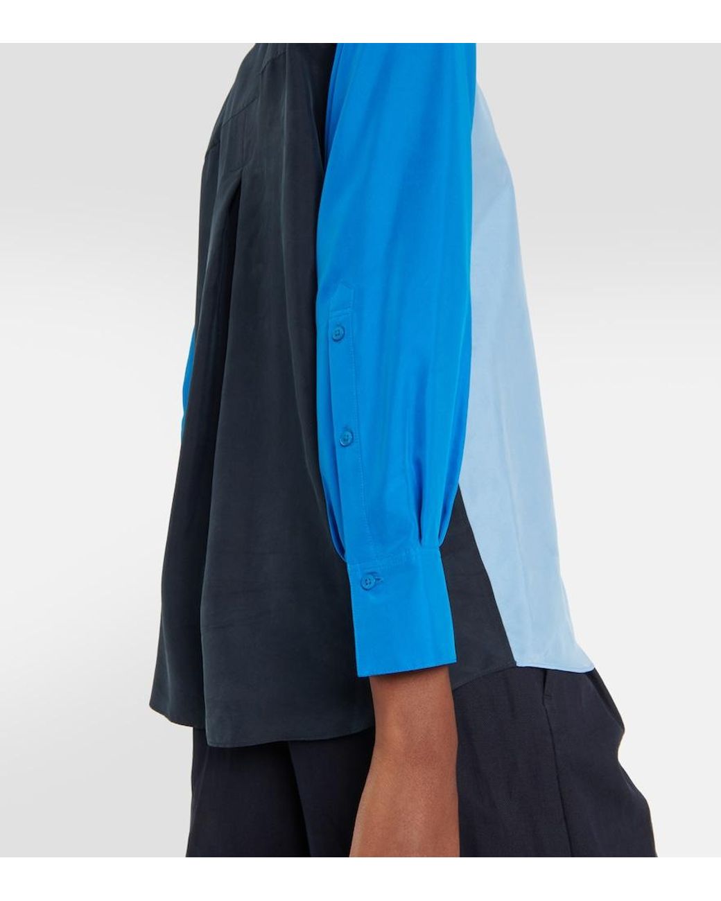 Dorothee Schumacher Blue Colorblock Silk Blouse