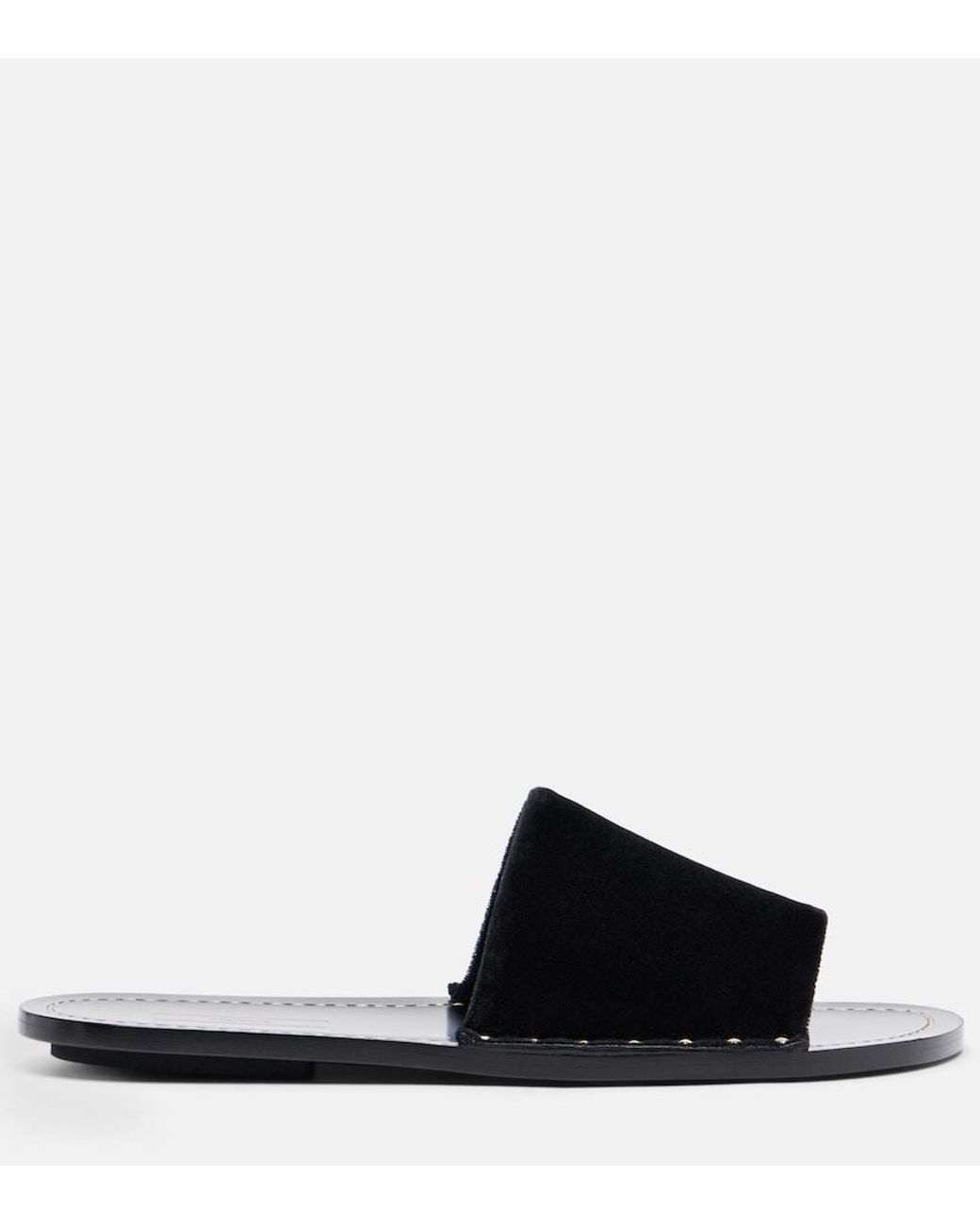 Totême Black Studded Velvet Slides