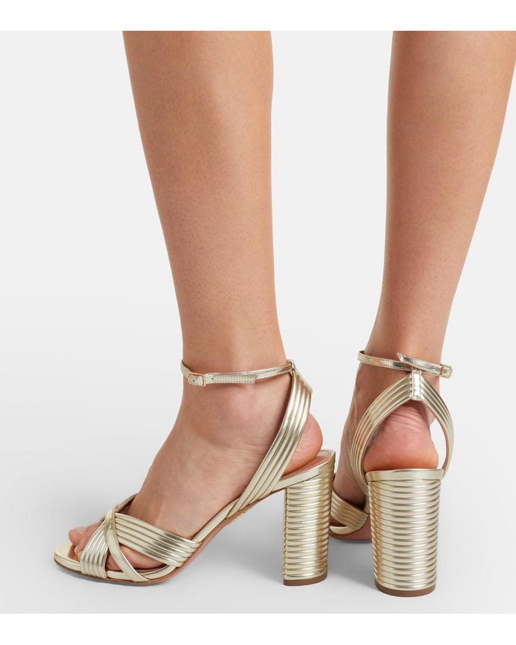 Aquazzura Very Sundance Metallic Leather Sandals