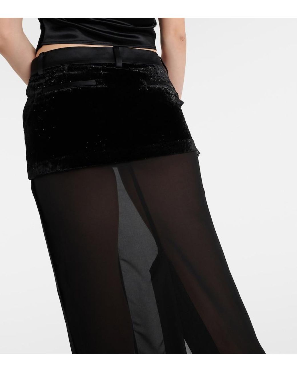 DIDU Black Mesh Maxi Skirt