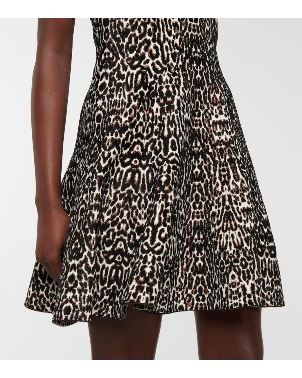 Alaïa Black Leopard-Print Jacquard Minidress