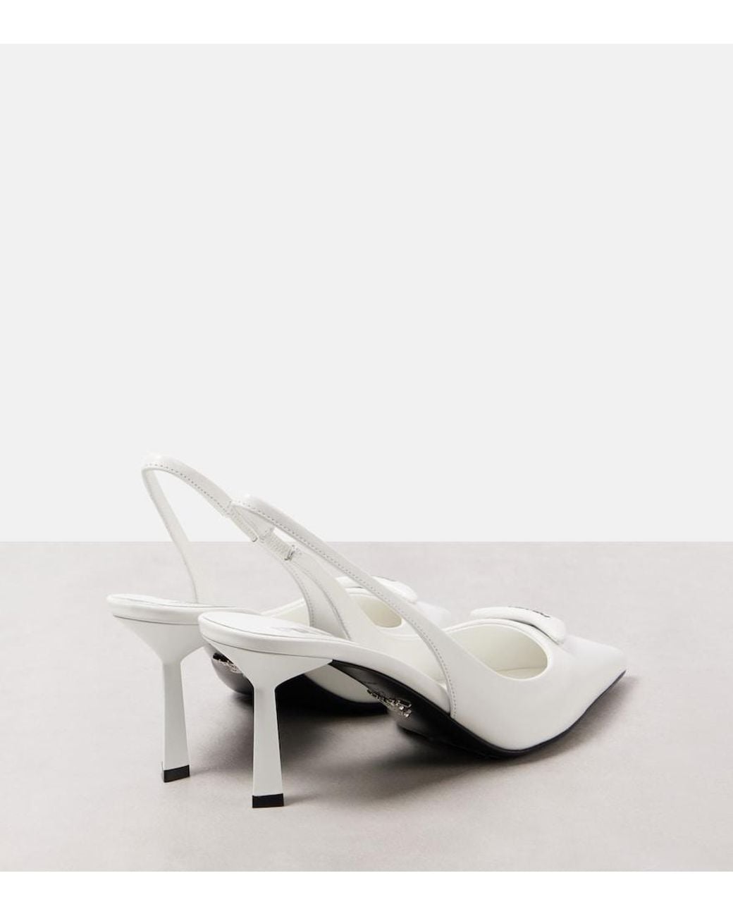 Prada White Brushed Leather Slingback Pumps 75