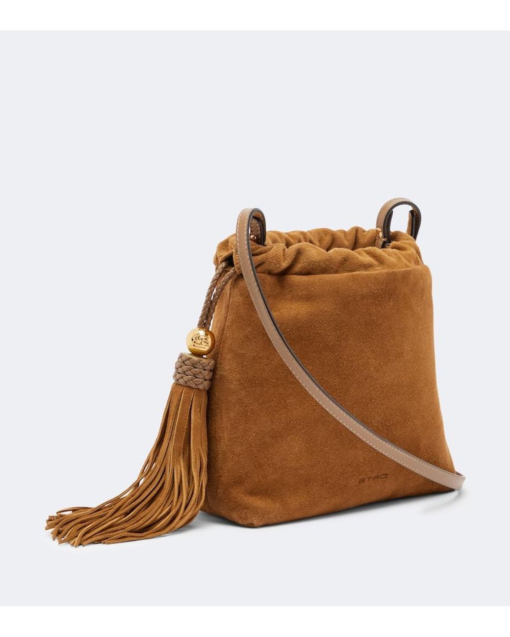 Etro Brown Kalispera Small Embroidered Suede Clutch